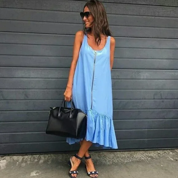 ZARA Oversized Ruffle Hem Midi Dress - Size M - Picture 1 of 11
